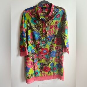 Holt Renfrew Vintage Colourful Floral Tunic Top